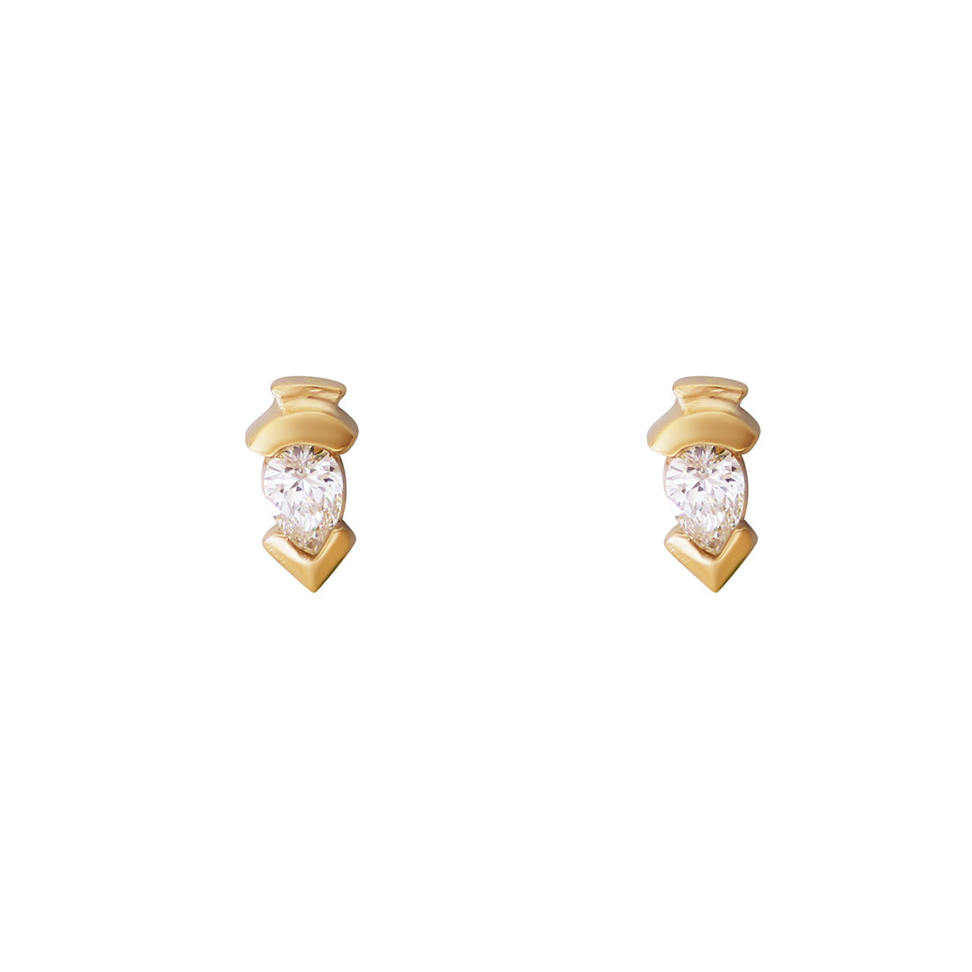 Step Earring / Lab Pear Diamond by Goldpoint