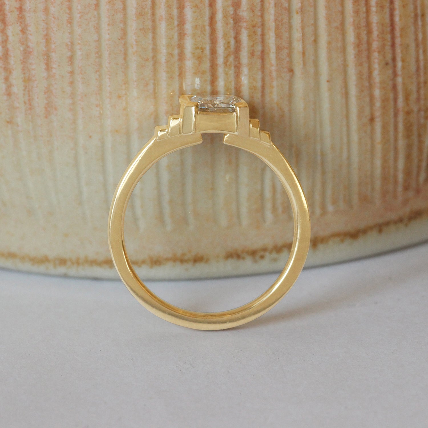 Side profile view of Kent Ring Emerald Cut Natural Diamond 1.1ct by Goldpoint
