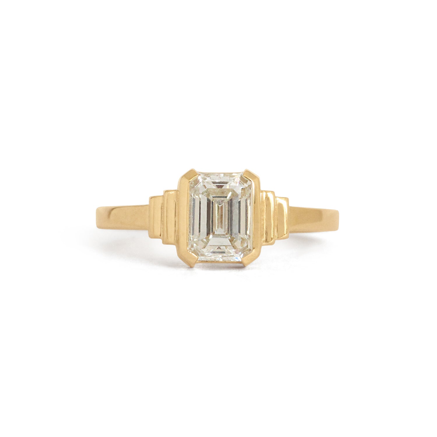 Front view of Kent Ring Emerald Cut Natural Diamond 1.1ct by Goldpoint