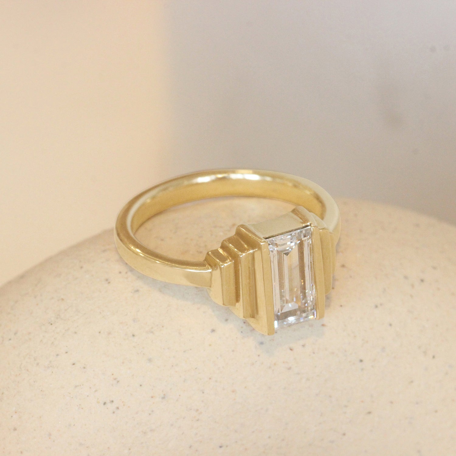 Side lifestyle view of Kent Ring Baguette Lab Diamond 1.2ct by Goldpoint