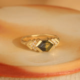 Angled view of Kent Ring Hexagon Sapphire 1.63ct by Goldpoint