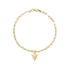 Front view of Step Frame Triangle Bracelet / Paperclip Chain by Goldpoint Jewelry