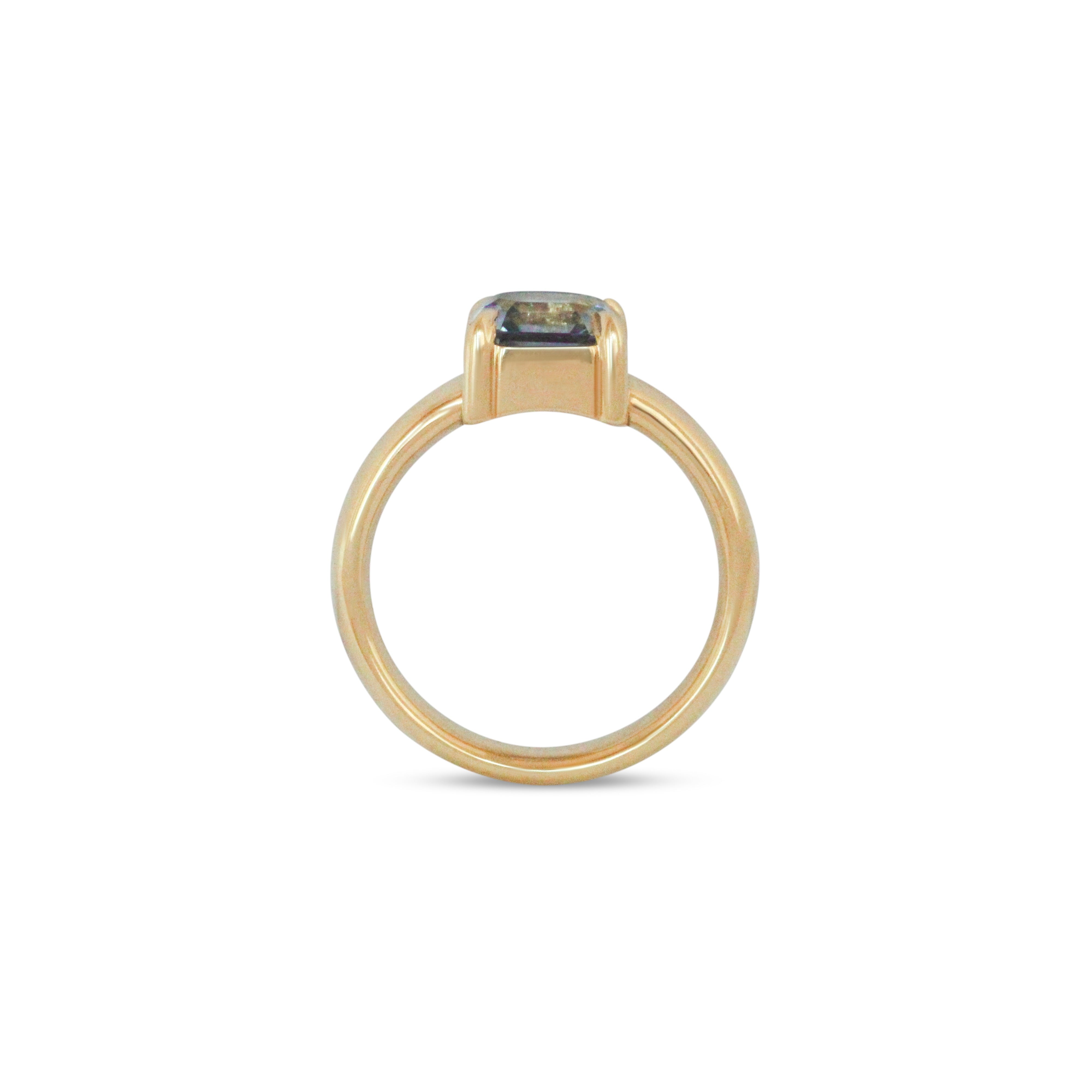 Side profile view of Sutton Ring Emerald Cut Sapphire 2.1ct by Goldpoint Jewelry