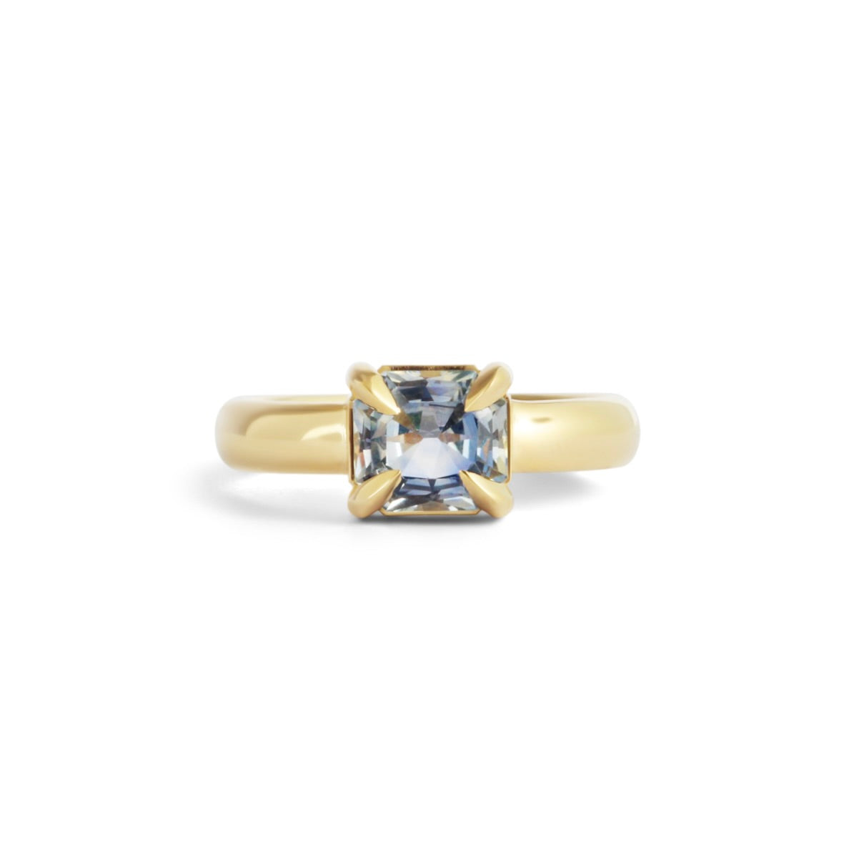 Front view of Sutton Ring Emerald Cut Sapphire 2.1ct by Goldpoint