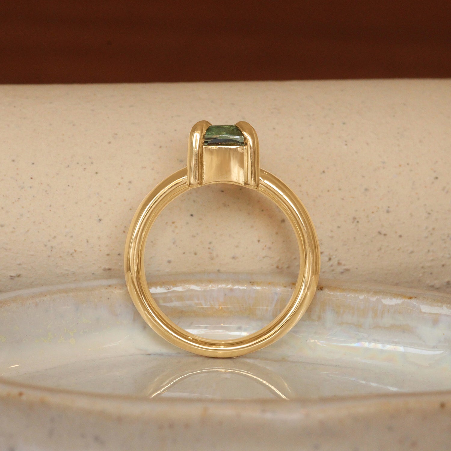 Lifestyle side profile view of Sutton Ring Cushion Cut Sapphire 2.03ct by Goldpoint