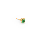 Angled side view of Talon Earring Round Emerald 4mm by Goldpoint Jewelry
