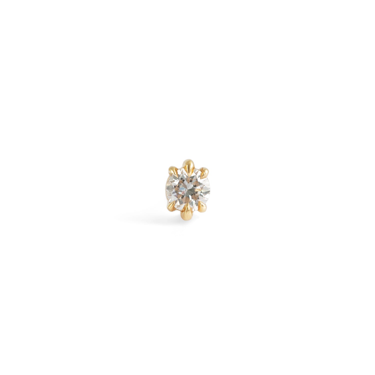 Front view of Talon Earring Single / 4mm Round Lab Diamond by Goldpoint Jewelry