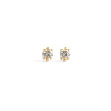 Front view of two pieces of Talon Earring Single / 4mm Round Lab Diamond by Goldpoint Jewelry