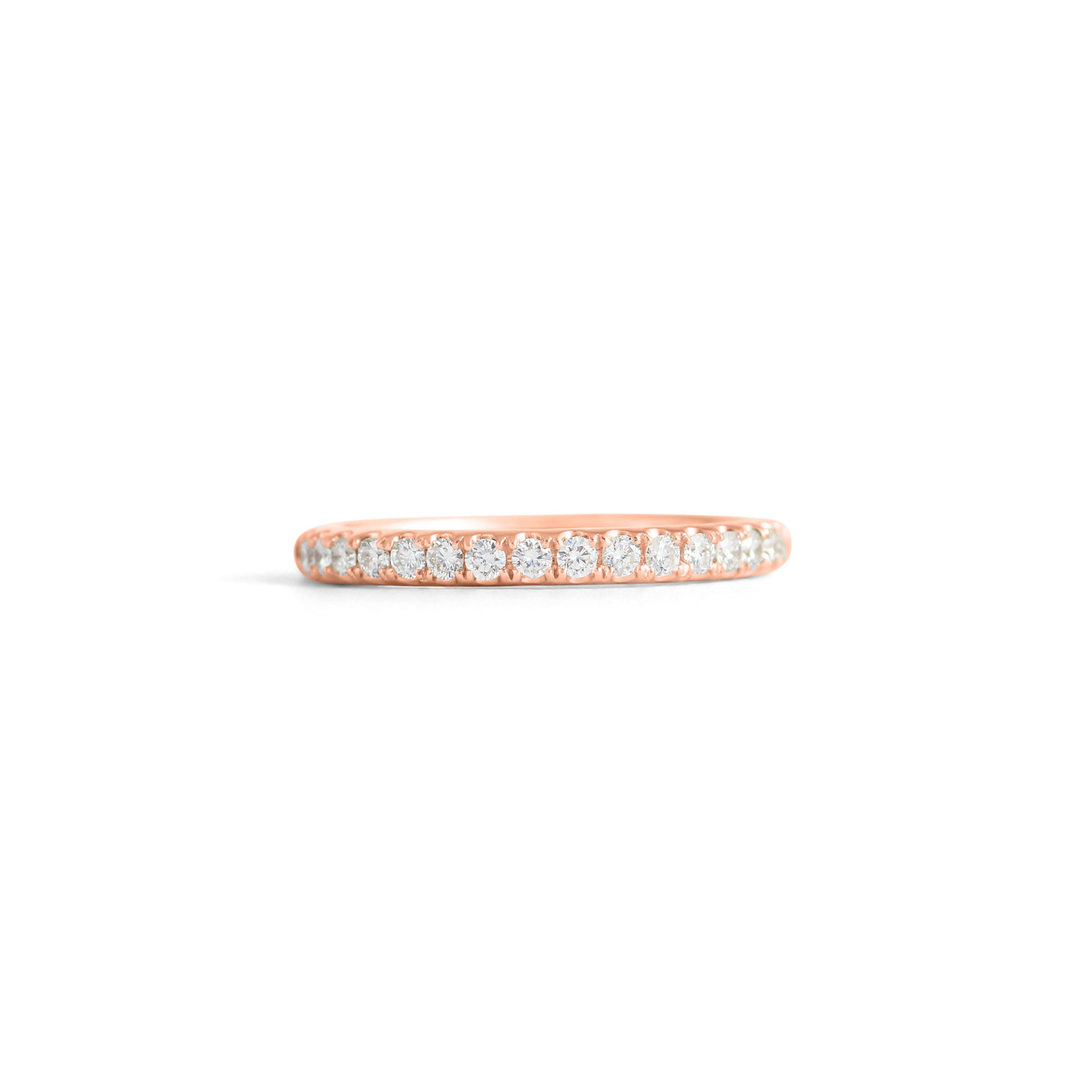 Front view of Dome Band Thick 2mm / Pave Round Natural Diamonds in 14k Rose Gold