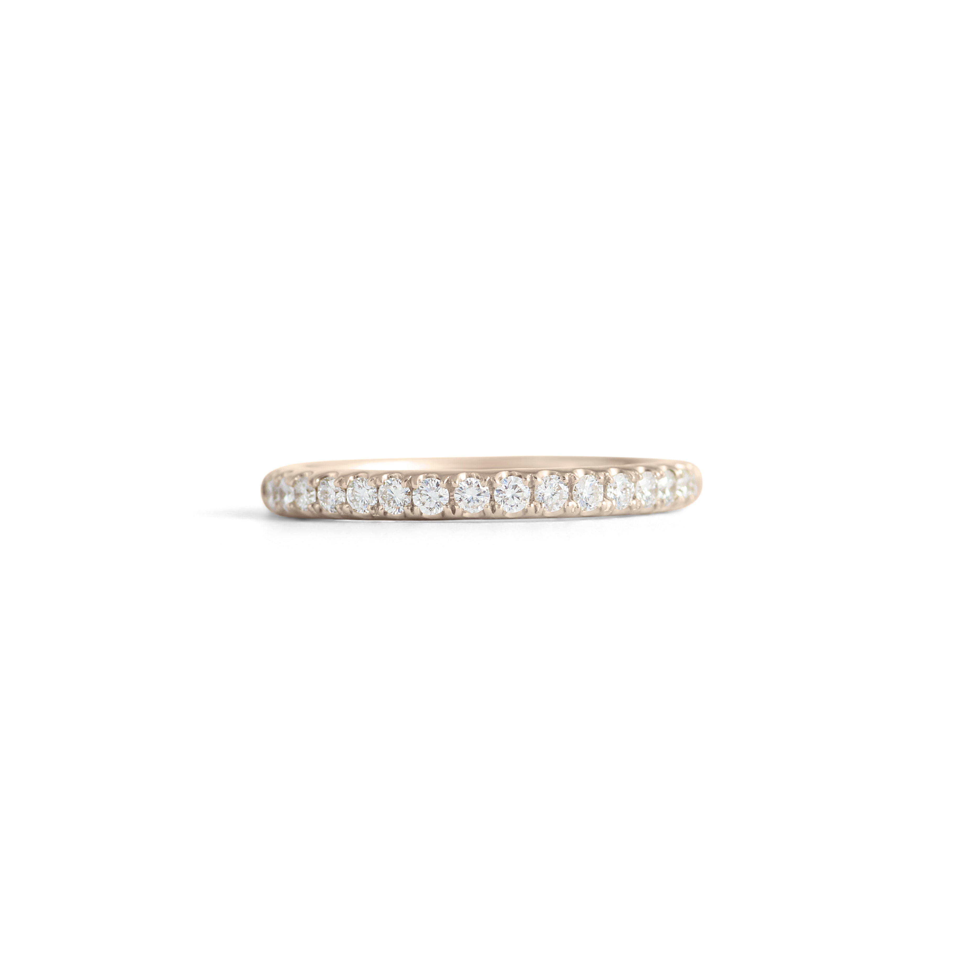 Front view of Dome Band Thick 2mm / Pave Round Lab Diamonds / in 14k White Gold