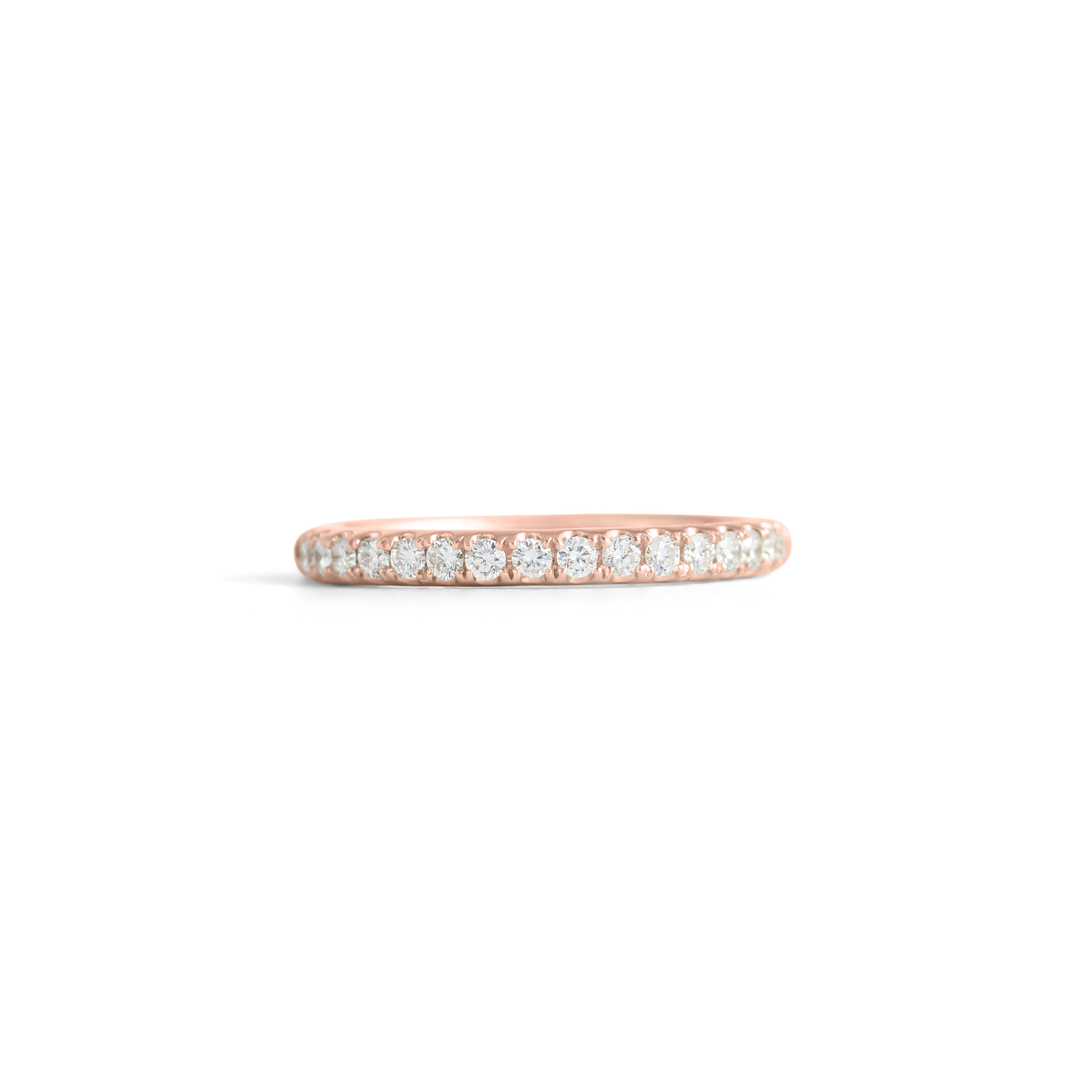 Front view of Dome Band Thick 2mm / Pave Round Lab Diamonds / in 18k Rose Gold by Goldpoint Jewelry