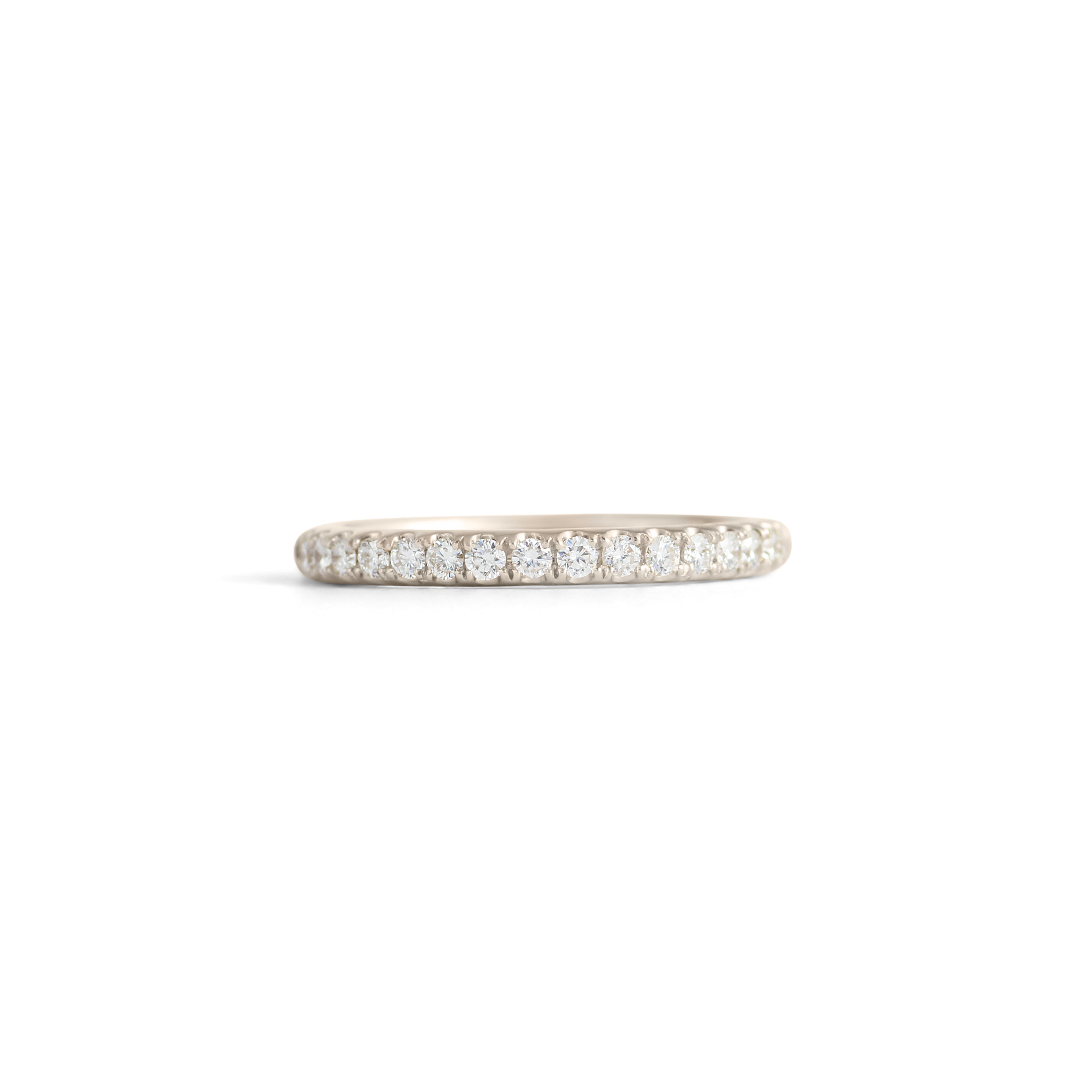 Front view of Dome Band Thick 2mm / Pave Round Lab Diamonds / in 18k White Gold