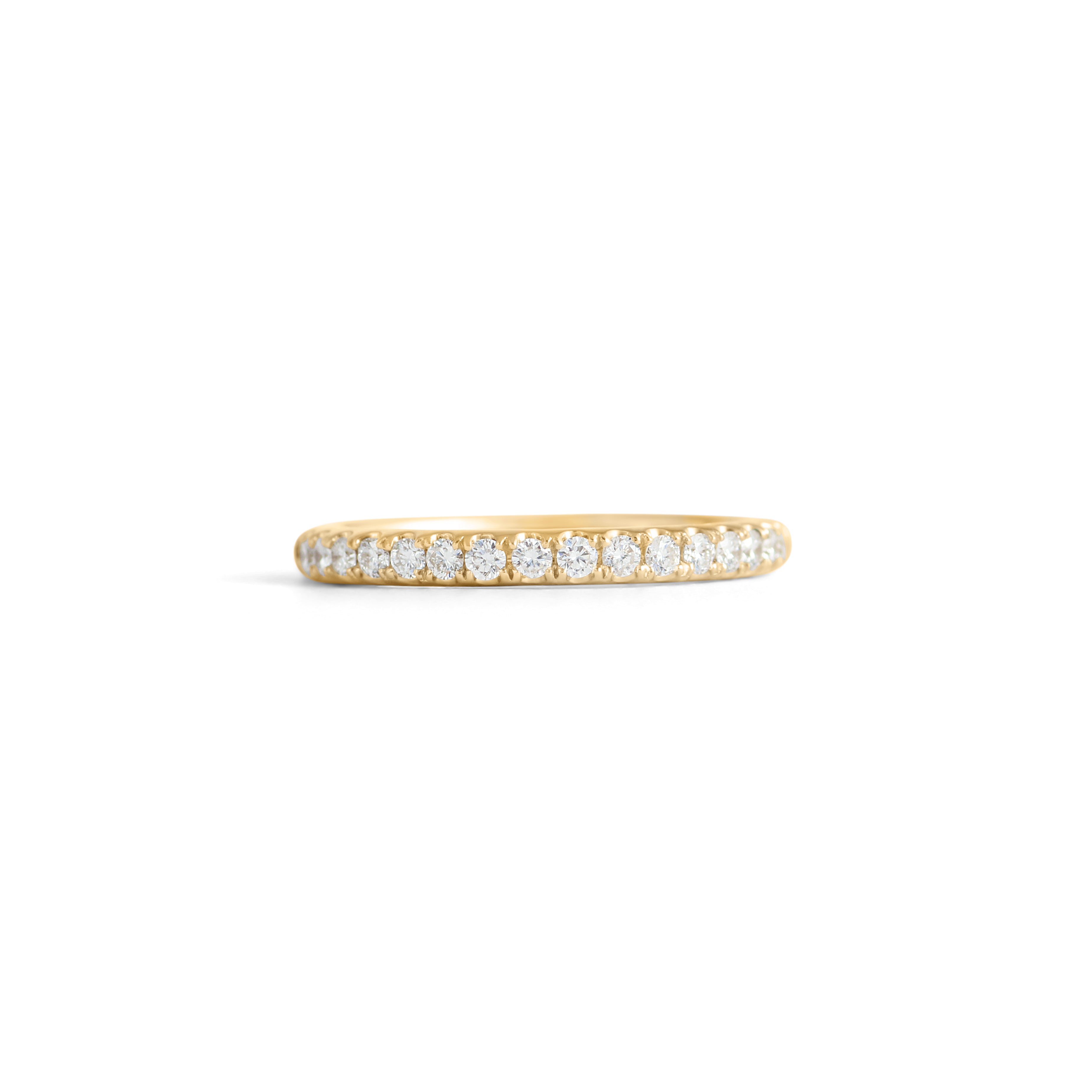 Front view of Dome Band Thick 2mm / Pave Round Natural Diamonds in 18k yellow gold by Goldpoint Jewlelry