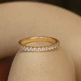 Lifestyle angled view of Thick Dome Band 2mm Pave Round Diamonds in 14k yellow gold