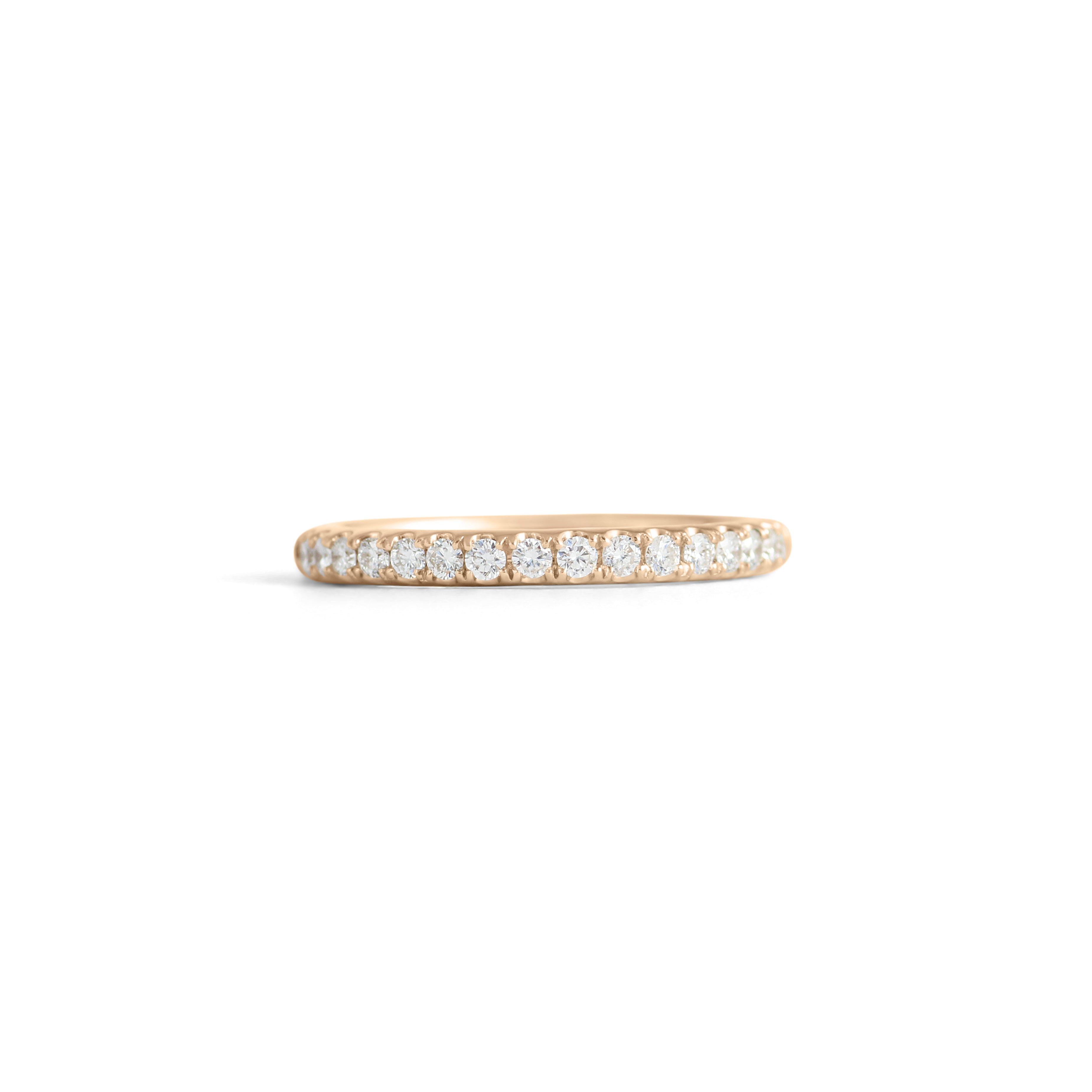 Front view of Dome Band Thick 2mm / Pave Round Lab Diamonds / 14k in Yellow Gold by Goldpoint Jewelry