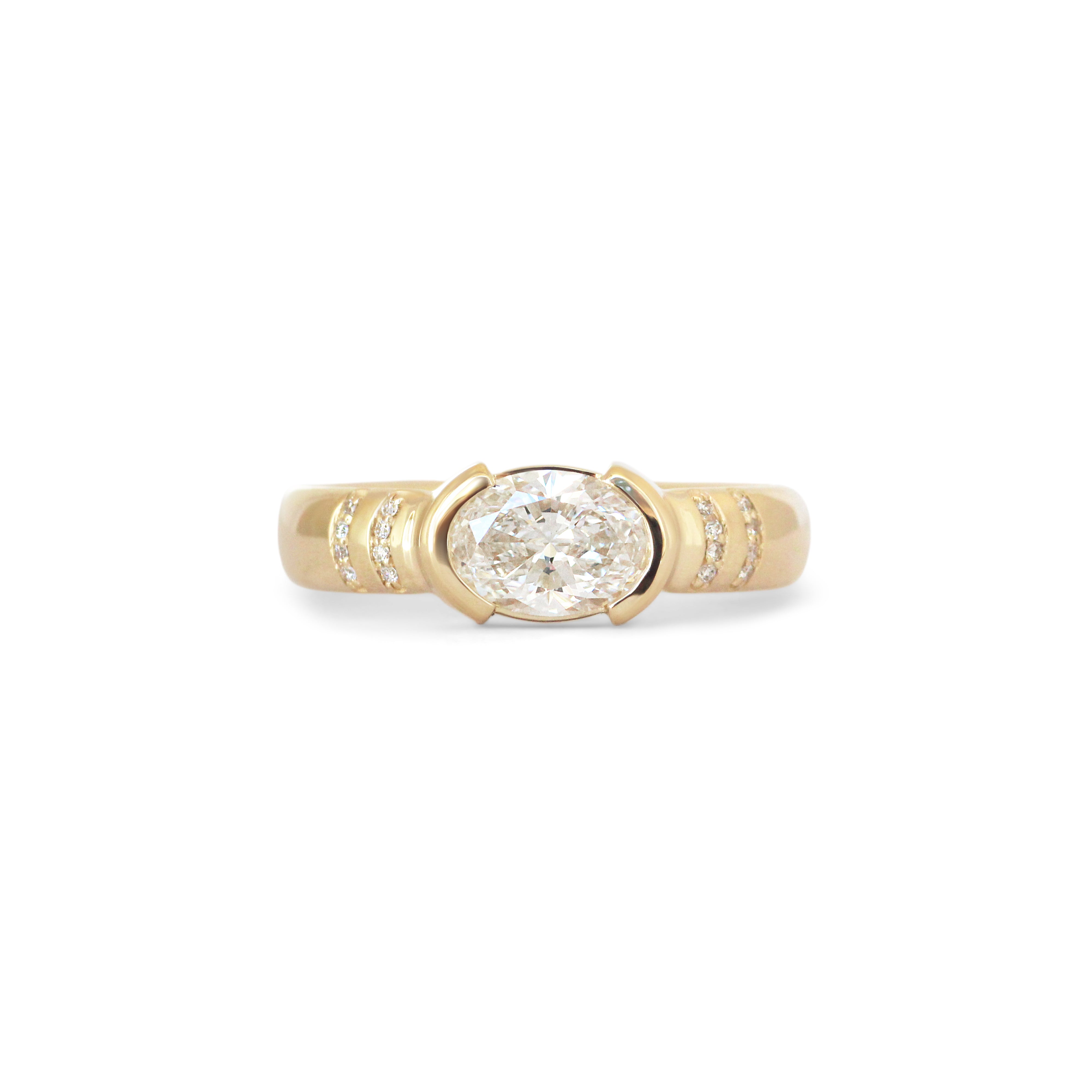 Front view of Dobbins Ring Oval Lab Diamond 1.01ct by Goldpoint Jewelry