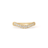 Front view of Ellipse Band Deep Curve / Pave Round Lab Diamonds / in 18k Yellow Gold by Goldpoint Jewelry