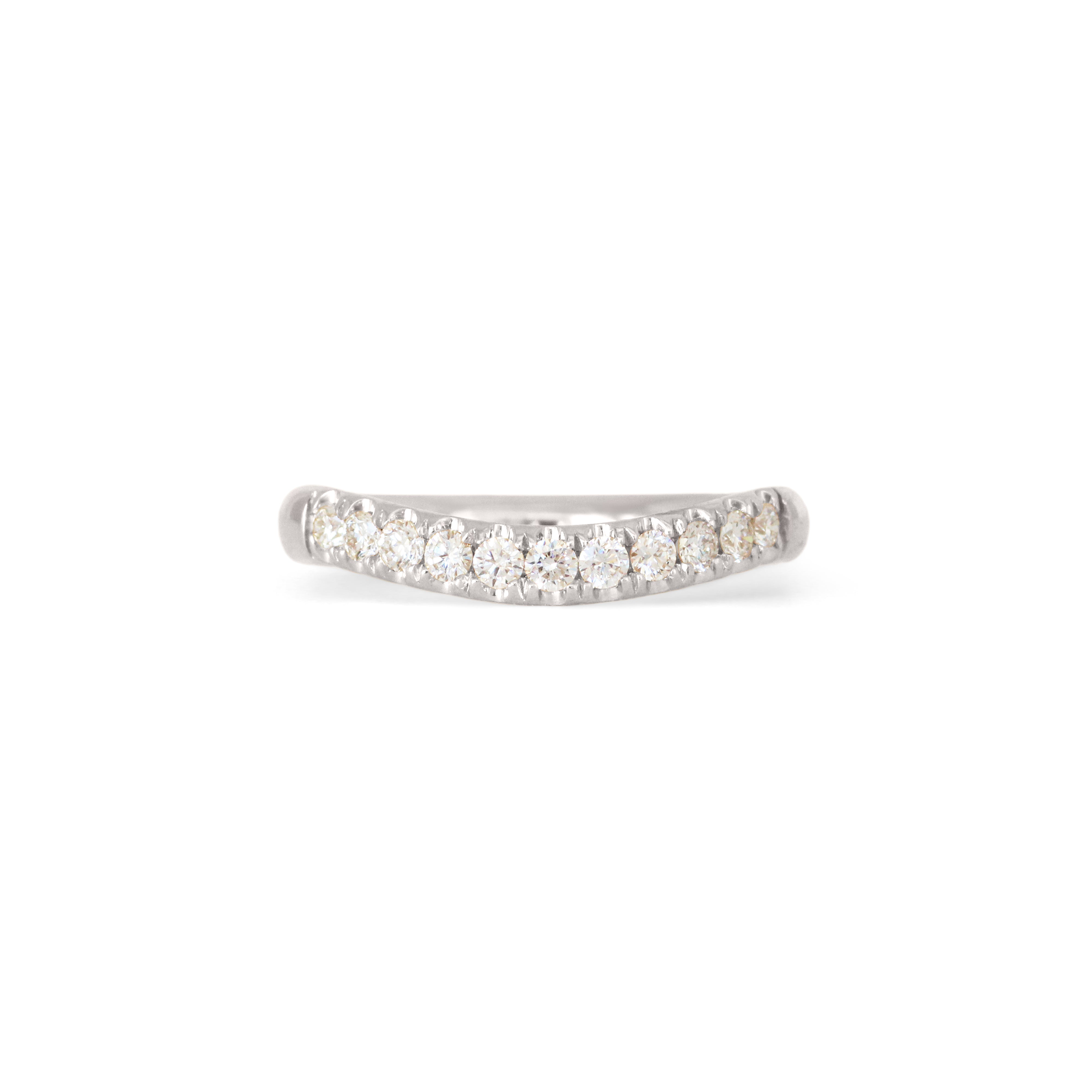 Front view of Ellipse Band Soft Curve Pave / Round Lab Diamonds / in Platinum by Goldpoint Jewelry