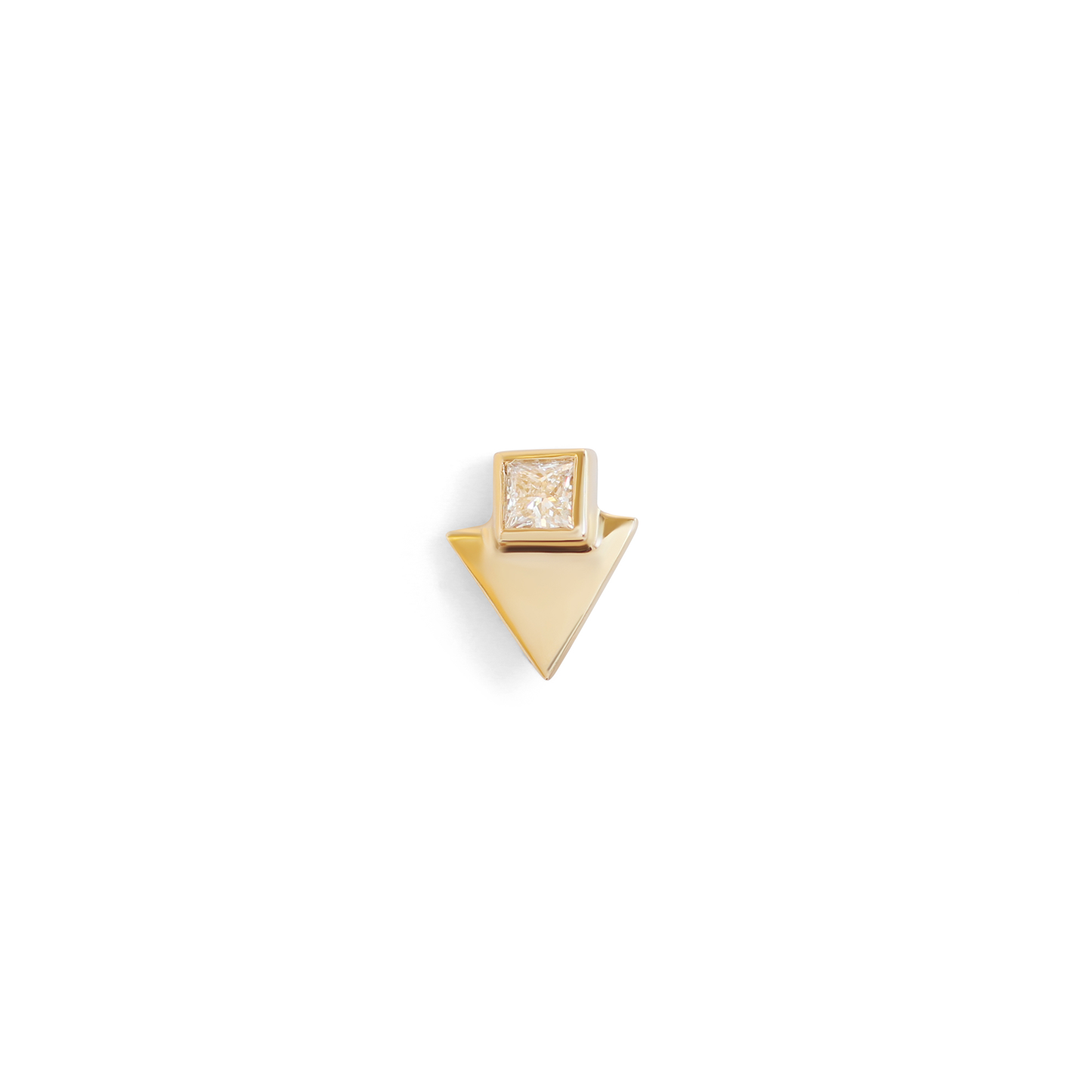 Triangle Disc Stud Earring / Lab Princess White Diamond