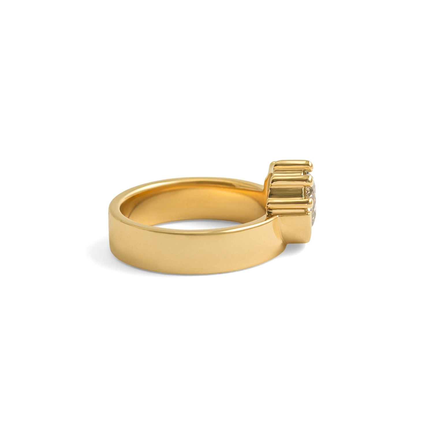 Side view of Varick Ring / Round Grey Lab Diamond 1.82ct by Goldpoint Jewelry