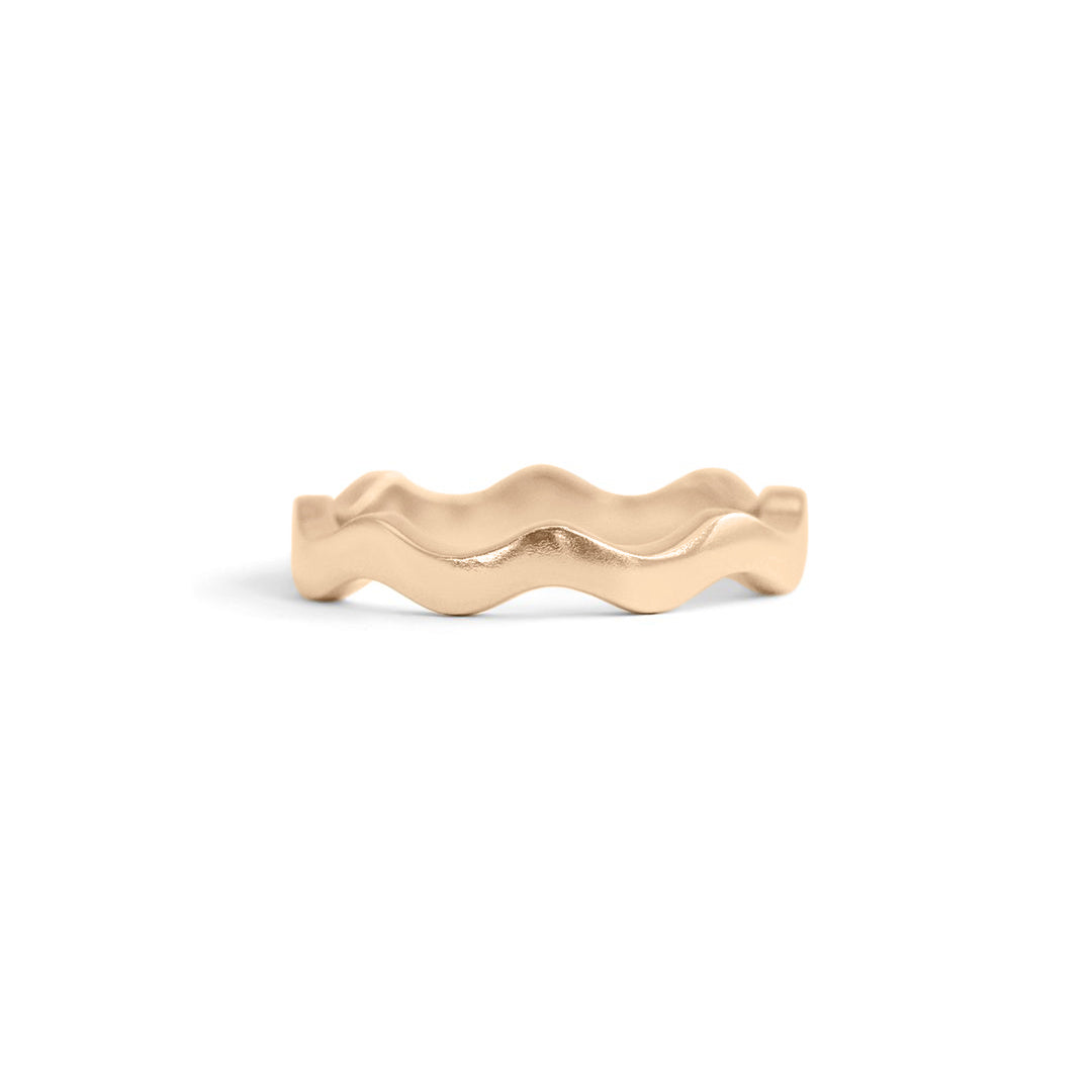 Front view of Waves Band Thin in 14k Yellow Gold by Goldpoint Jewelry