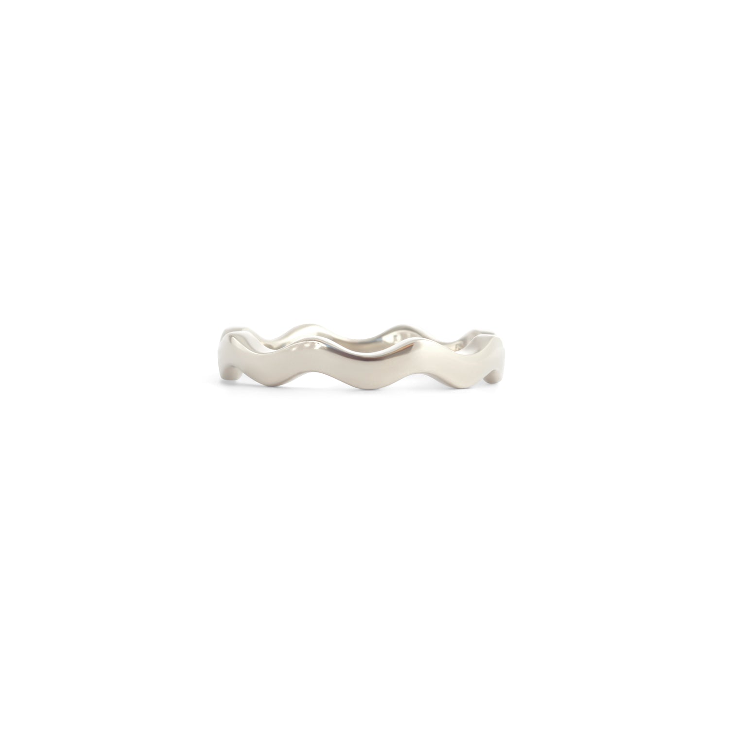 Front view of Waves Band in 14k White Gold