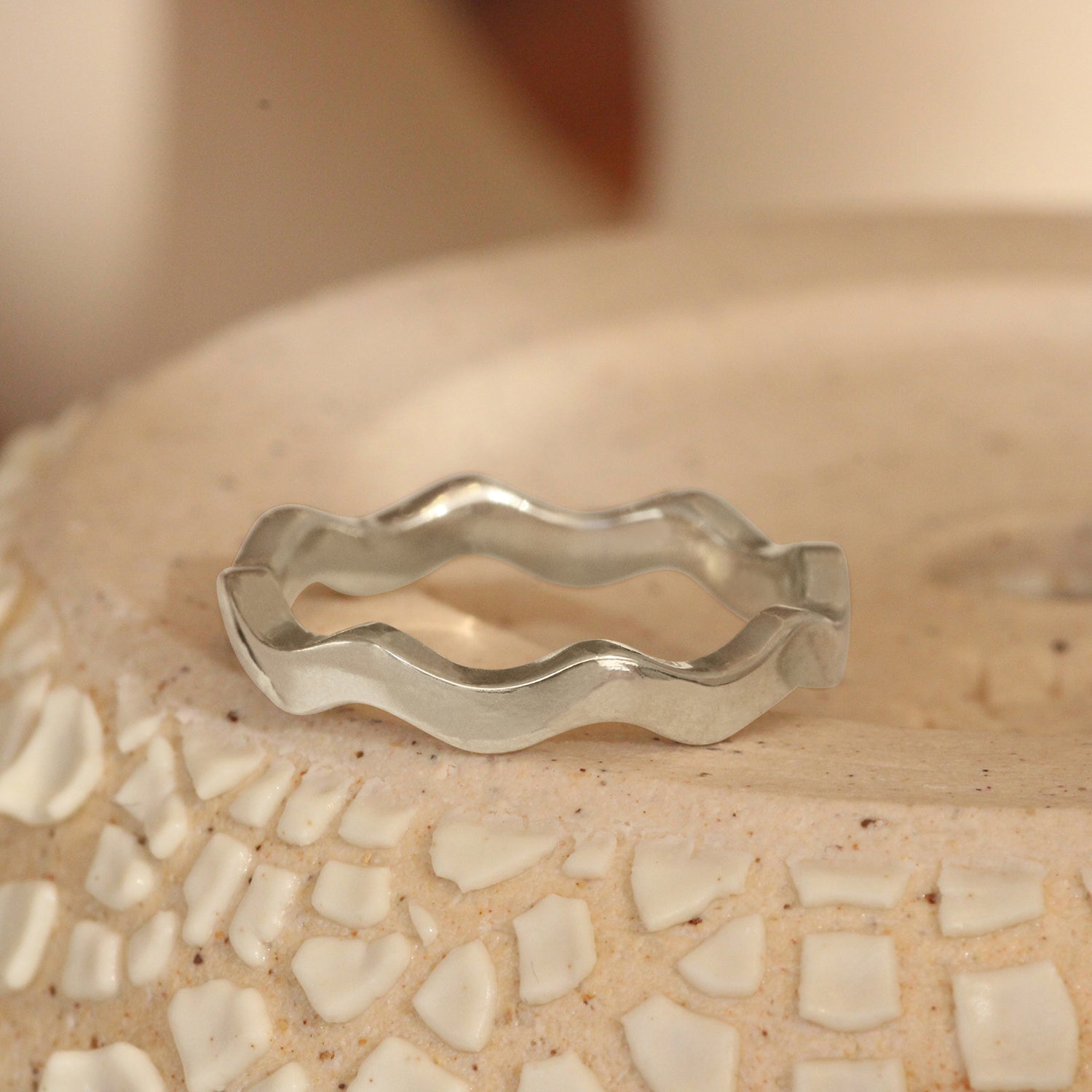 Lifestyle angled Waves Band in 14k White Gold