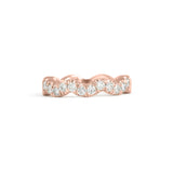 Front view of Waves Band / Pave Round Lab Diamonds / in 18k Rose Gold by Goldpoint Jewelry