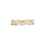 Front view of Waves Band / Pave Round Lab Diamonds / in 18k Yellow Gold by Goldpoint Jewelry