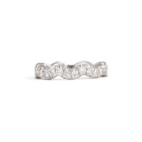 Front view of Waves Band / Pave Round Lab Diamonds / in Platinum by Goldpoint Jewelry