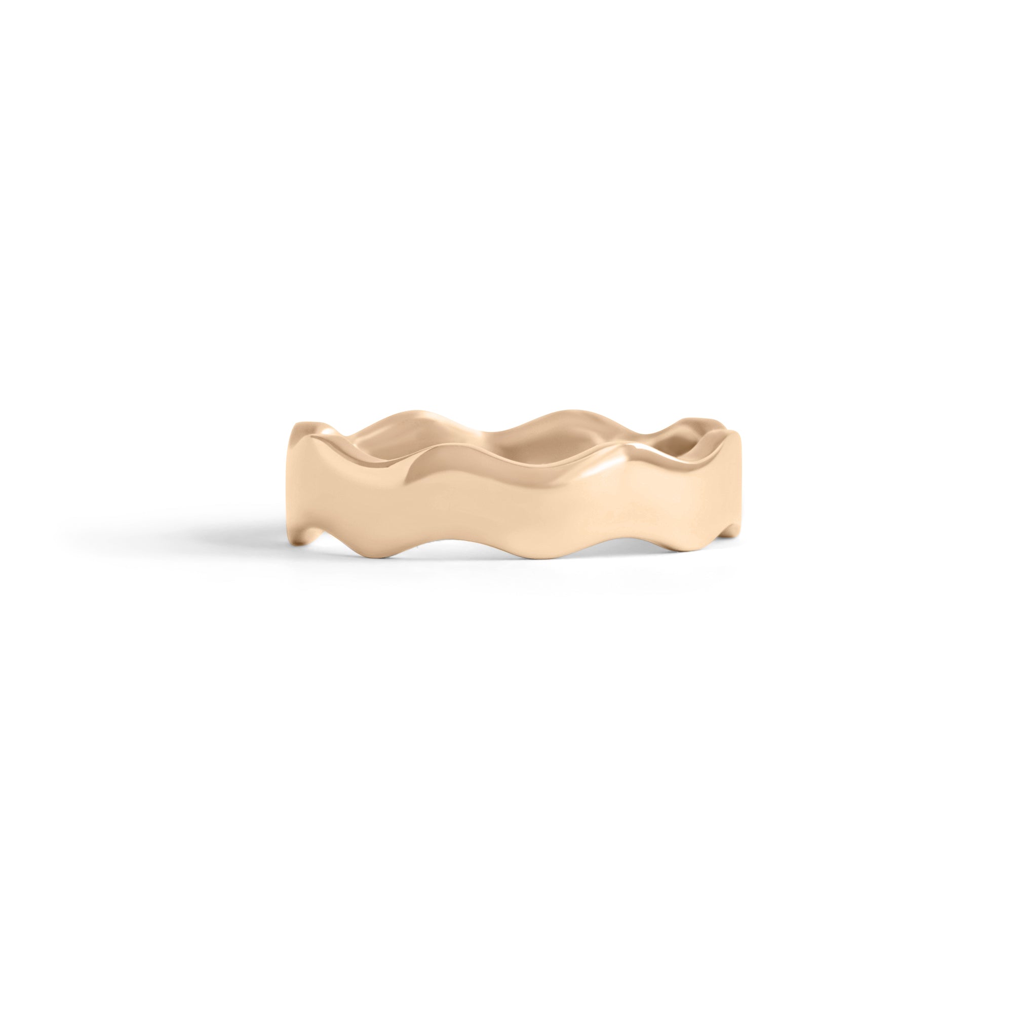 Front view of Waves Wide Band in 14k yellow gold by Goldpoint Jewelry