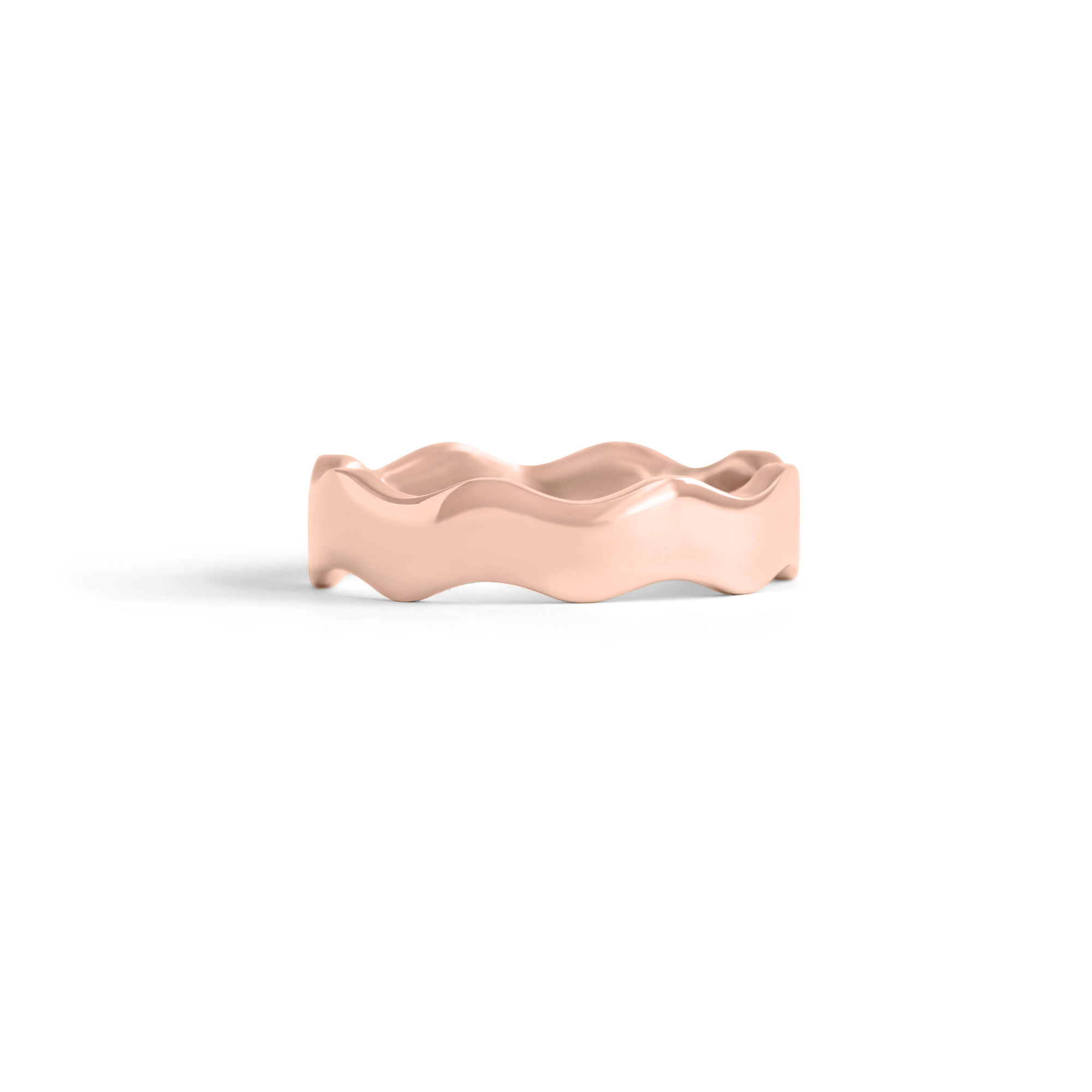 Front view of Waves Wide Band in 18k rose gold by Goldpoint Jewelry