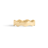 Front view of Waves Wide Band in 18k yellow gold by Goldpoint Jewelry