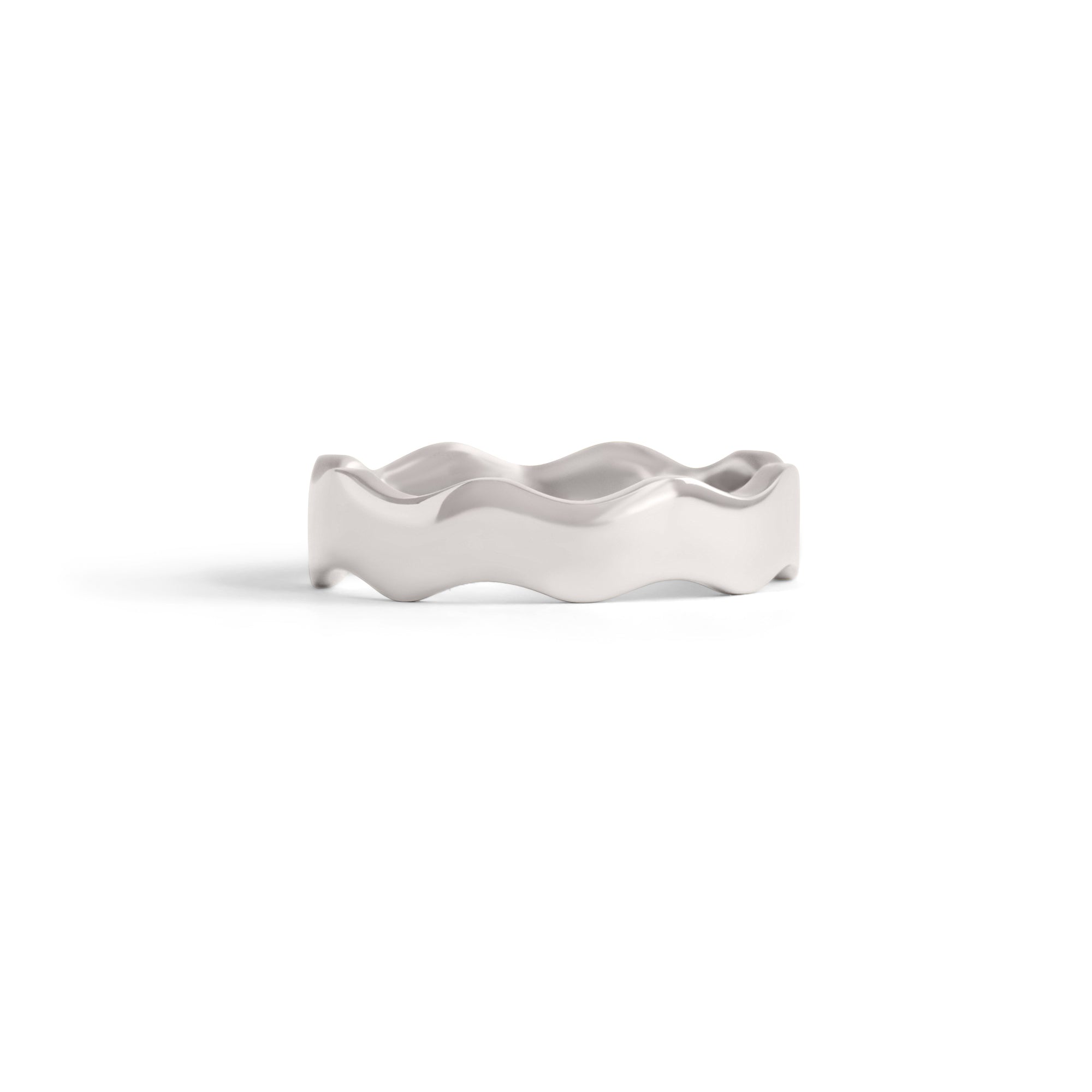 Front view of Waves Wide Band in platinum by Goldpoint Jewelry