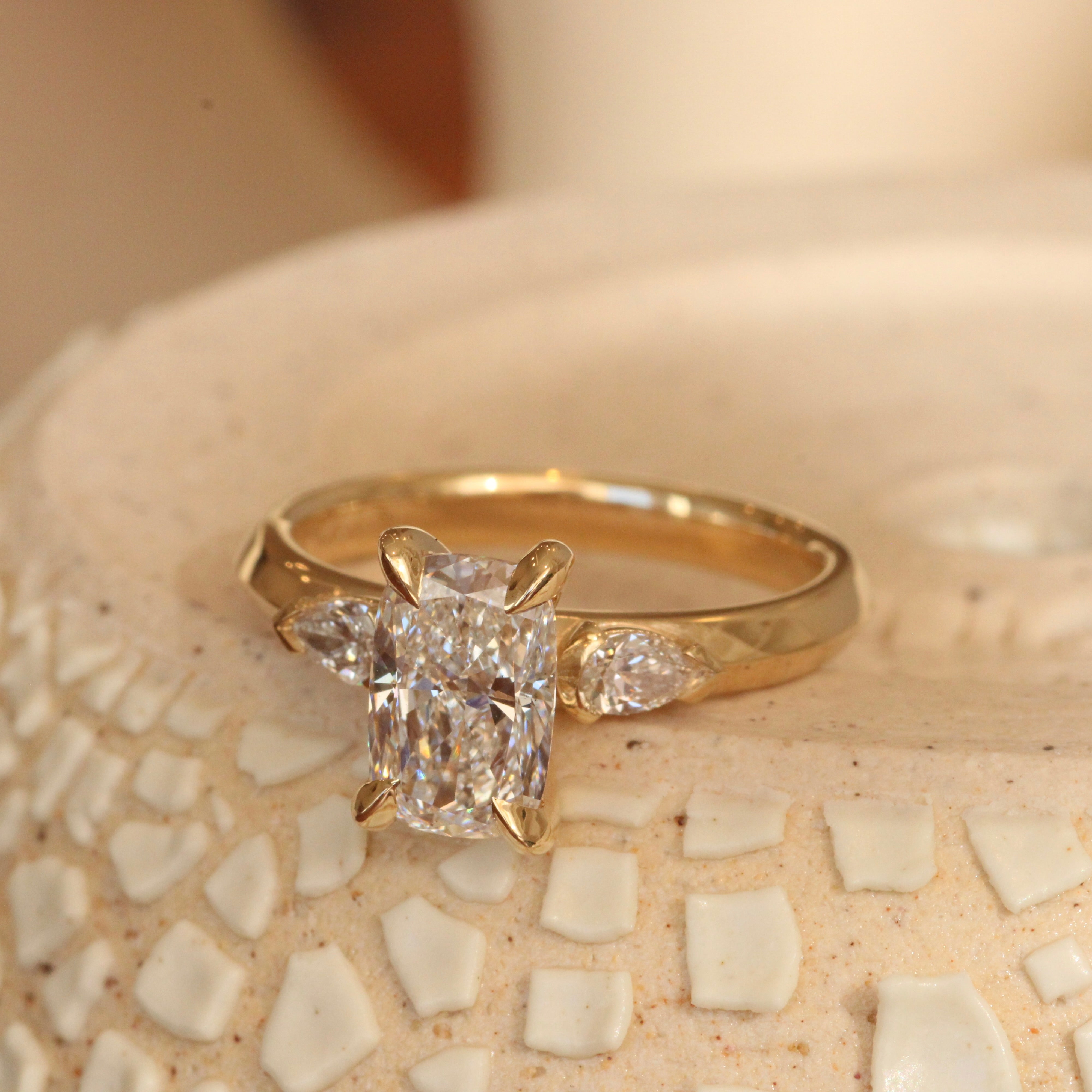 Lifestyle angled view of Wythe Ring Cushion Lab Diamond 1.58ct by Goldpoint