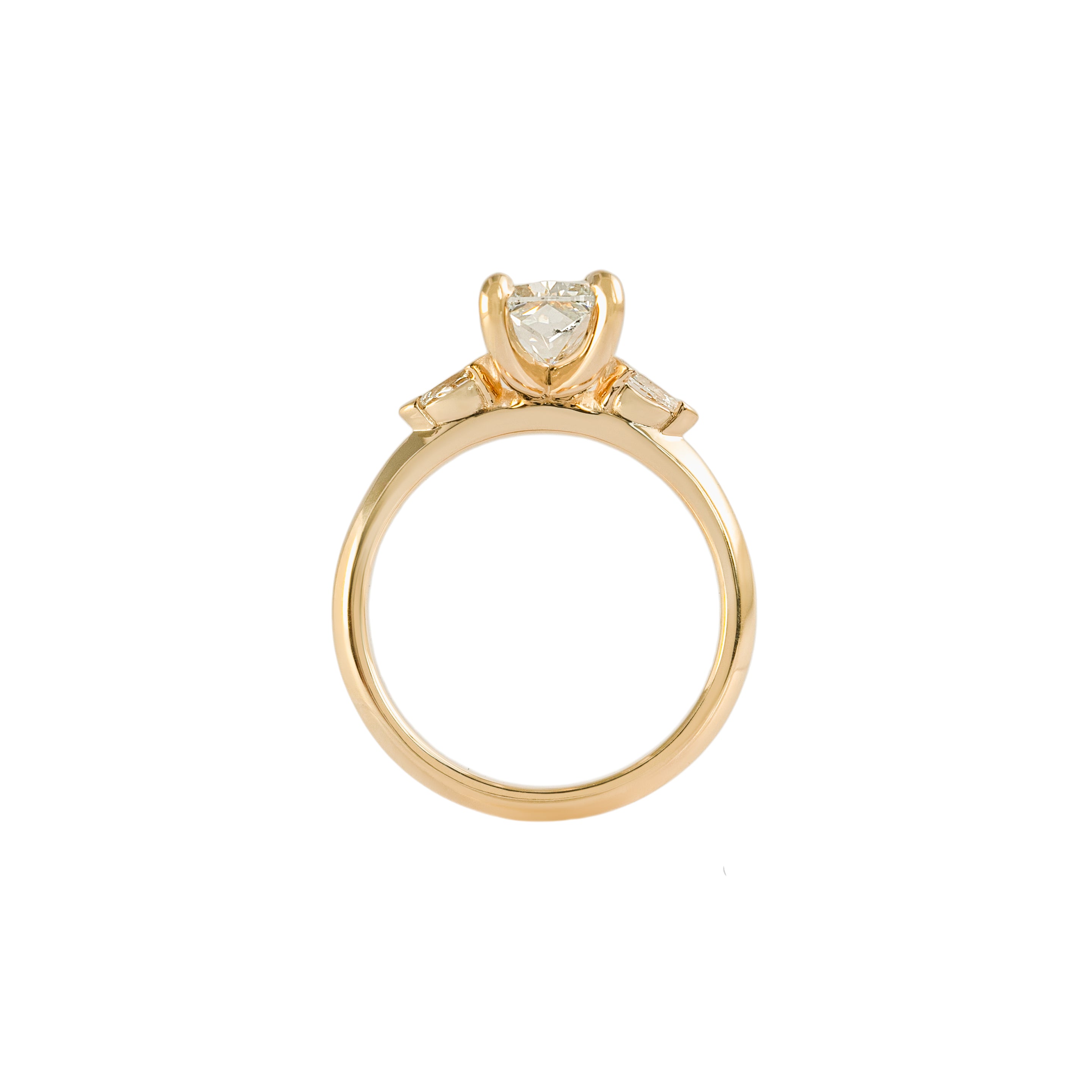 Side profile view of Wythe Ring Elongated Cushion Lab Diamond 2.1ct by Goldpoint Jewelry