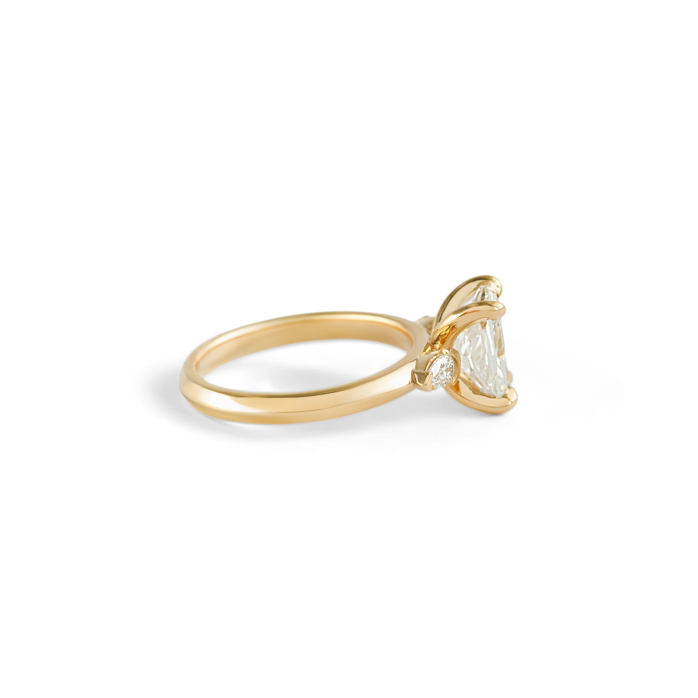 Side view of Wythe Ring Elongated Cushion Lab Diamond 2.1ct by Goldpoint Jewelry