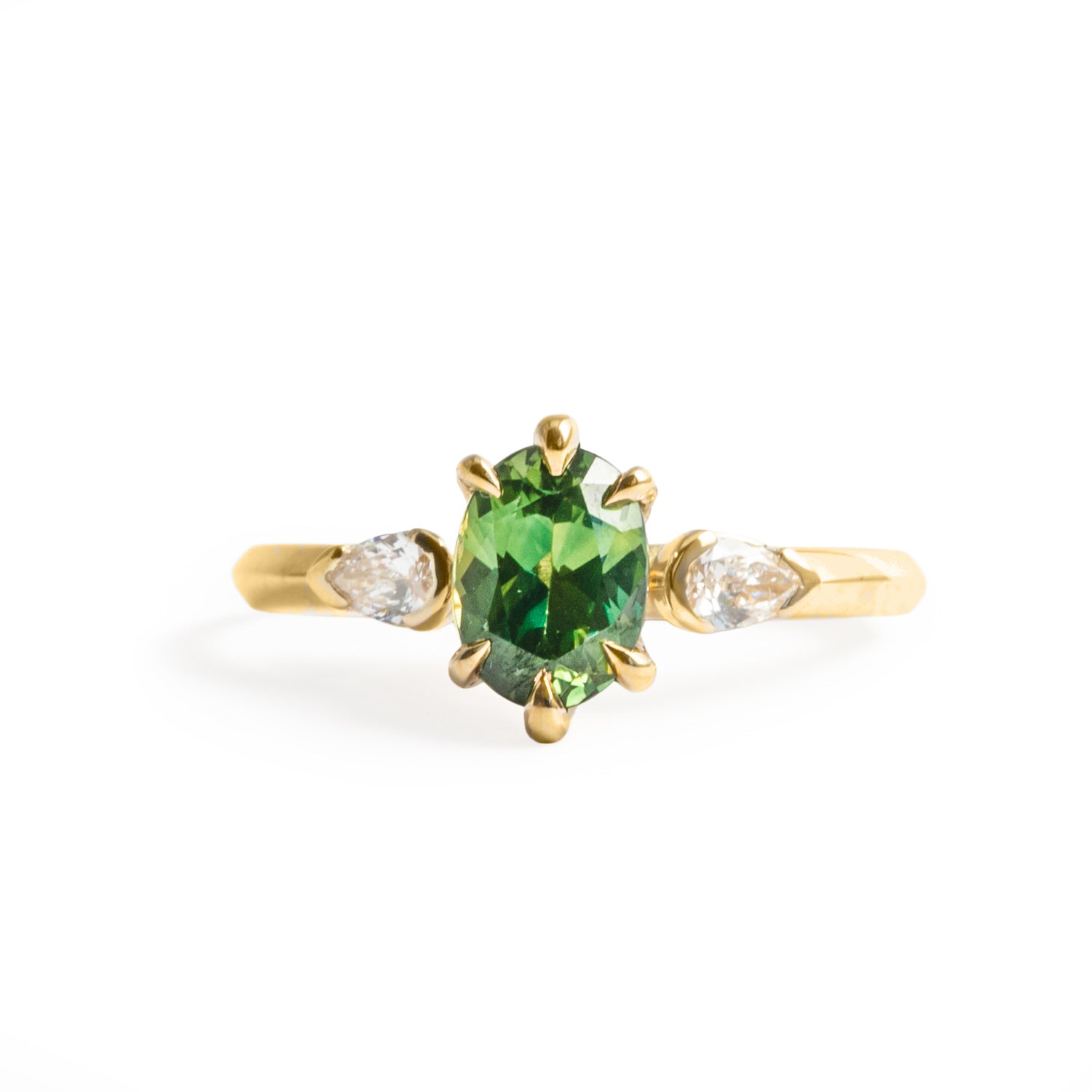 Front view of Wythe Ring Oval Sapphire 1.18ct by Goldpoint Jewelry
