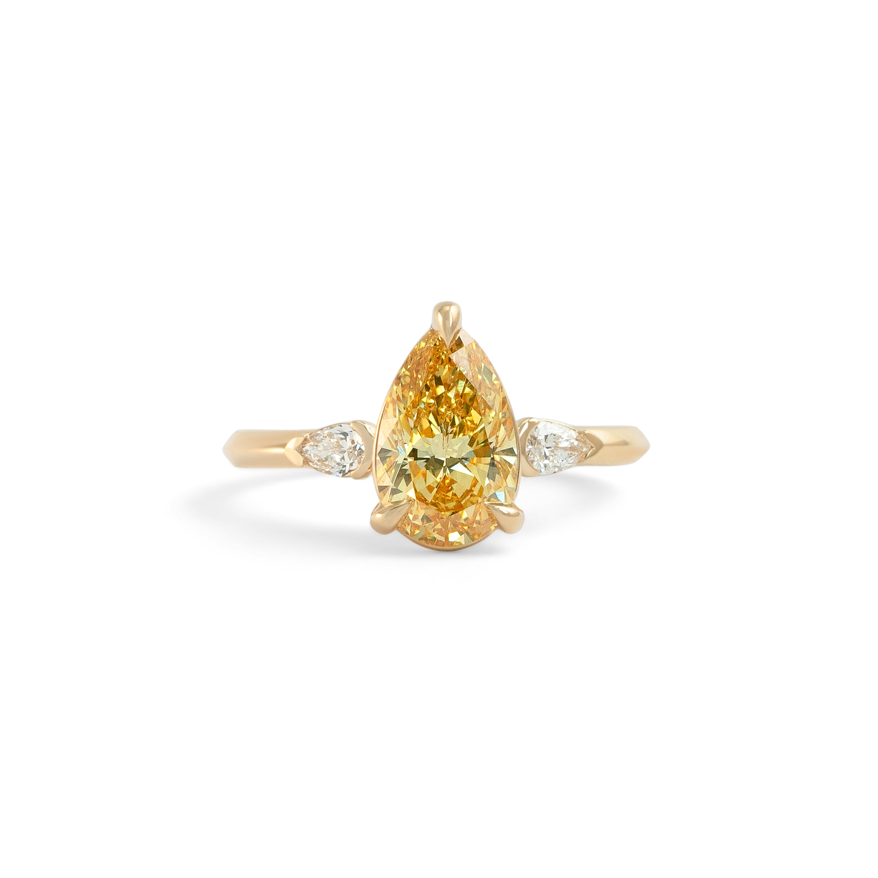 Front view of Wythe Ring Pear Lab Diamond 2ct by Goldpoint Jewelry