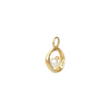 Side profile of Amorphous Charm / Pearl Bead Small Circle in 14k yellow gold by Goldpoint Jewelry 
