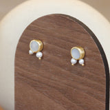 Amorphous Pearl Inlay + Bead Earrings / Small Circle