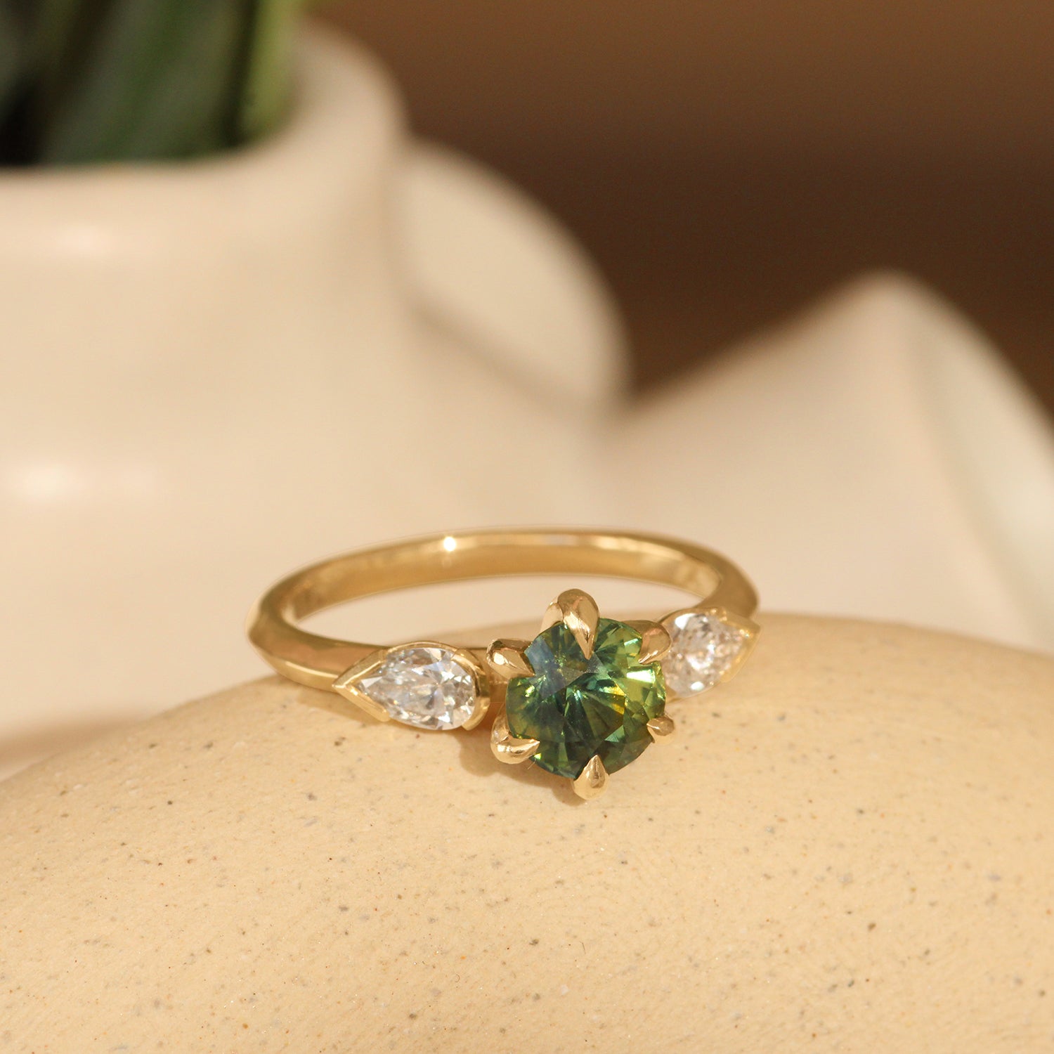 Lifestyle front view of Wythe Ring Round Sapphire 1.5ct by Goldpoint