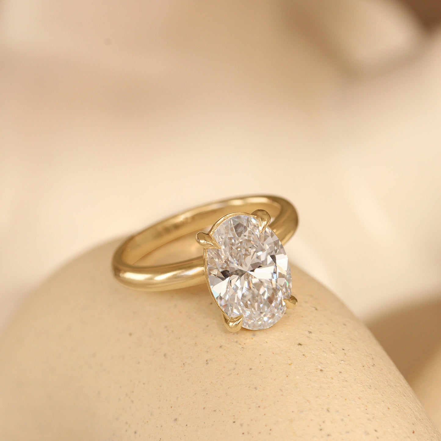 Lifestyle angled view of Noble Ring Oval Lab Diamond 3.01ct by Goldpoint