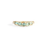 Front view of Cloud 5 Band Oval Sapphires in 14k yellow gold