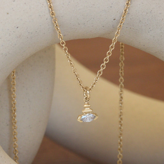 Edge Charm / Lab Marquise Diamond + Yellow Gold