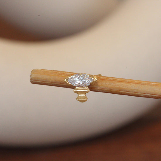 Edge Earring / Lab Marquise Diamond + Yellow Gold