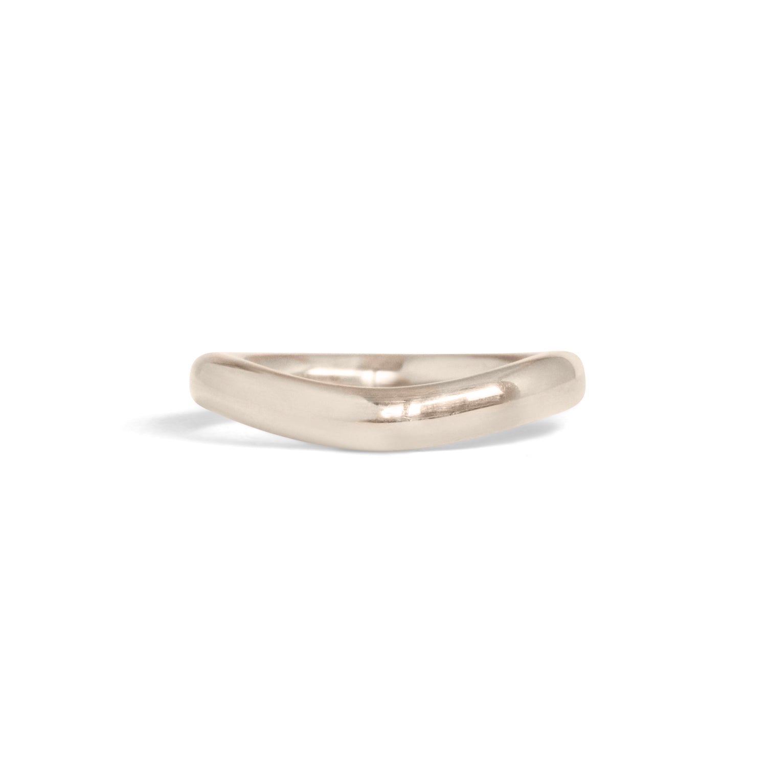 Front view of Ellipse Band 3mm Soft Curve / in 18k White Gold by Goldpoint Jewelry
