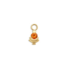 Front view of Step Mazunte Charm / Orange Garnet by Goldpoint Jewelry