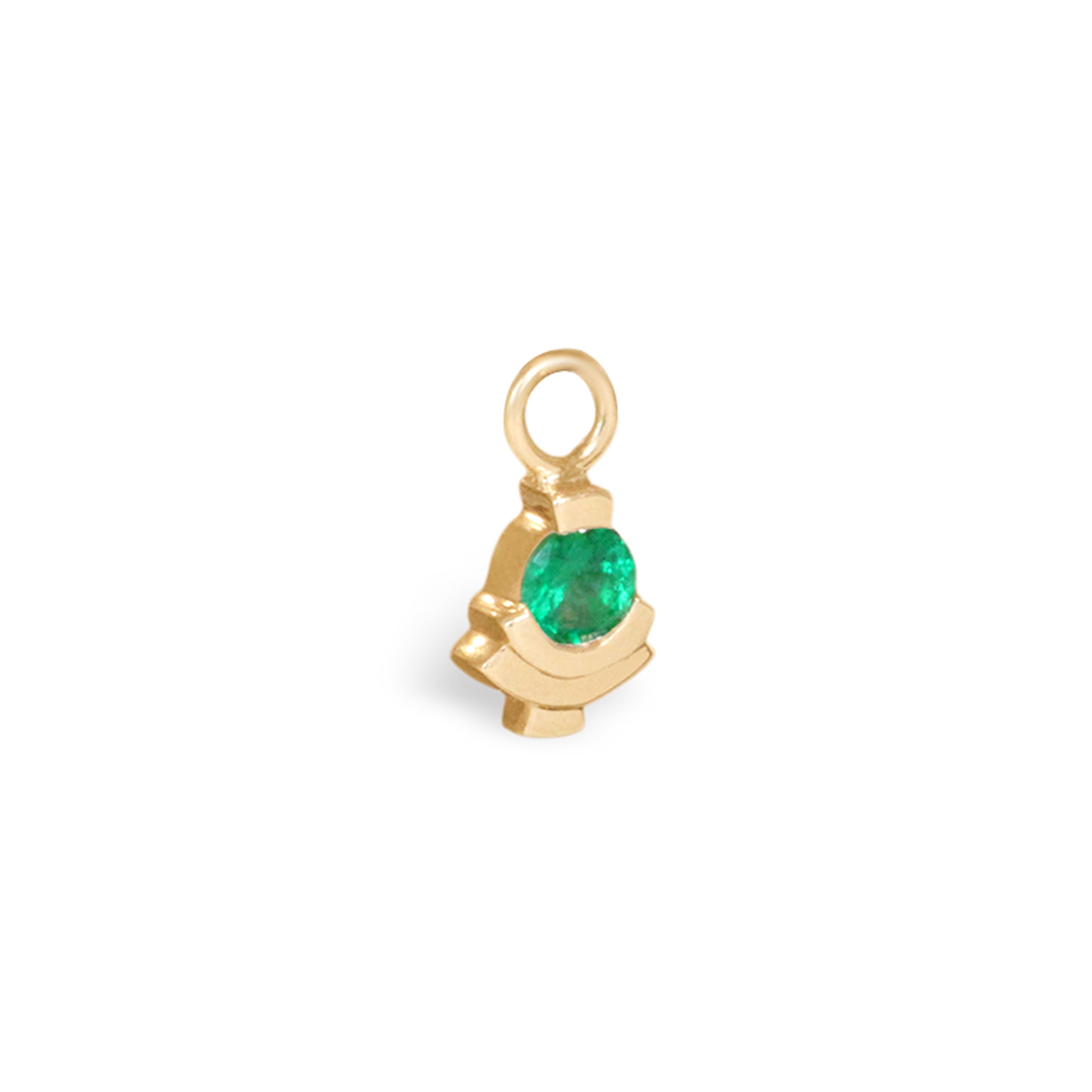 Angled side view of Step Mazunte Charm / Emerald by Goldpoint Jewelry