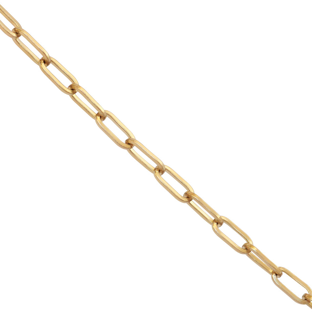 Close view of Flat Paperclip Chain 2.6mm by Goldpoint Jewelry